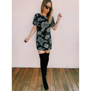 Floral Black and White Dress